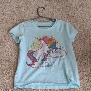 The Children's Place Light Blue Rainbow Unicorn Tee
